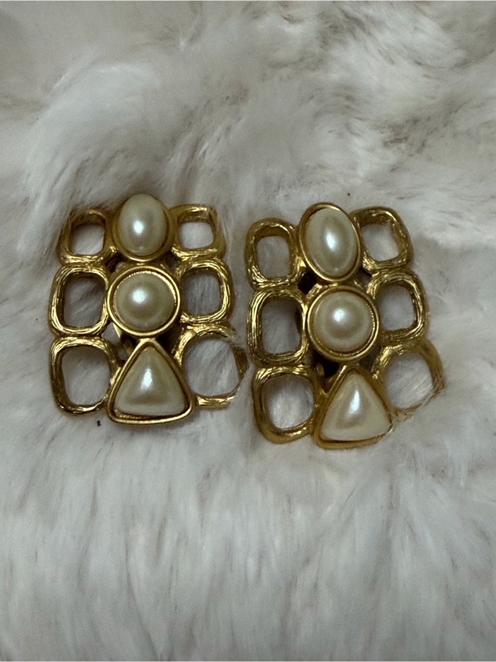 Gold-Tone Pearl Cluster Clip-On Earrings - Women Jewelry